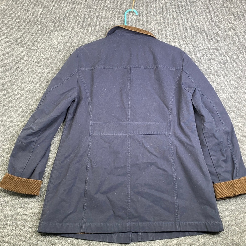 VTG LL Bean Barn Jacket Navy Blue Corduroy Trim Field Coat Womens Medium Chore - Picture 6 of 6